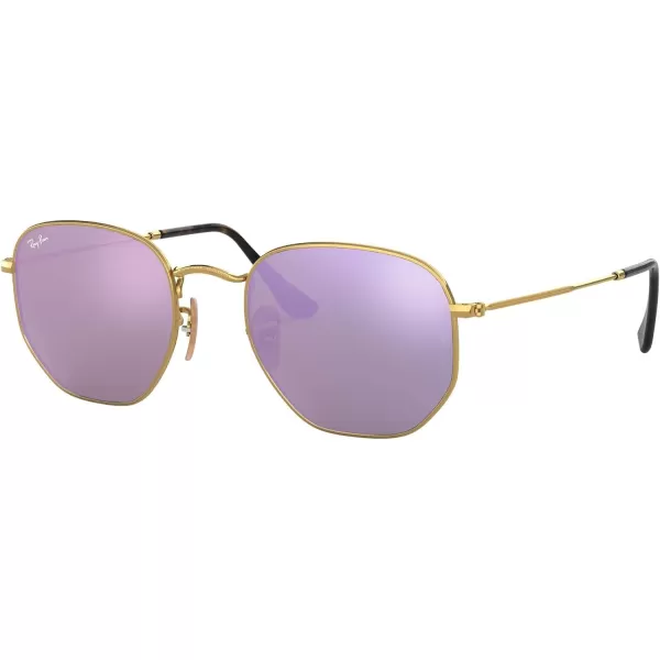 RayBan Rb3548n Hexagonal Flat Lens SunglassesGoldLilac Flash