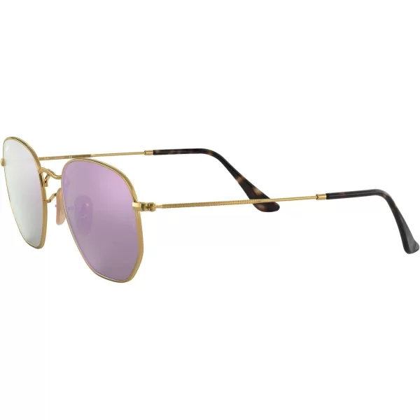 RayBan Rb3548n Hexagonal Flat Lens SunglassesGoldLilac Flash