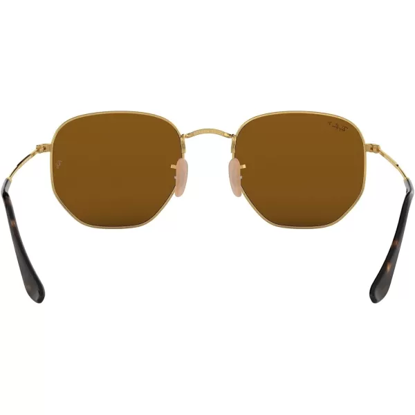 RayBan Rb3548n Hexagonal Flat Lens SunglassesGoldPolarized B15 Brown