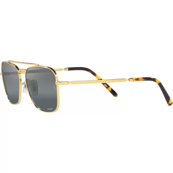 RayBan Rb3636 New Caravan Square SunglassesLegend GoldPolarized Clear Gradient Dark Blue