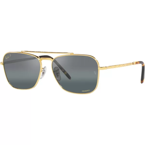 RayBan Rb3636 New Caravan Square SunglassesLegend GoldPolarized Clear Gradient Dark Blue