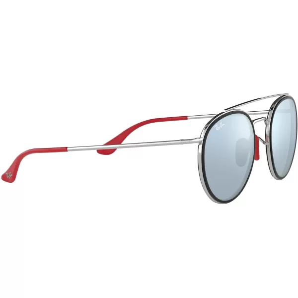 RayBan Rb3647m Scuderia Ferrari Collection Round SunglassesSilverLight Green Mirrored Silver