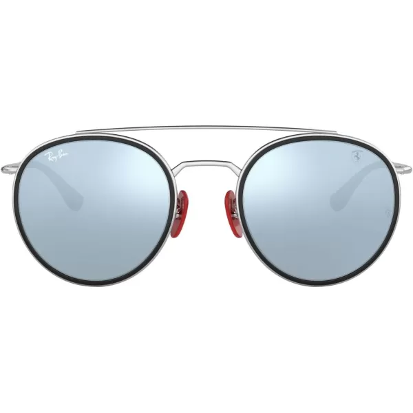 RayBan Rb3647m Scuderia Ferrari Collection Round SunglassesSilverLight Green Mirrored Silver