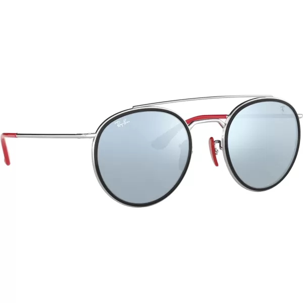 RayBan Rb3647m Scuderia Ferrari Collection Round SunglassesSilverLight Green Mirrored Silver