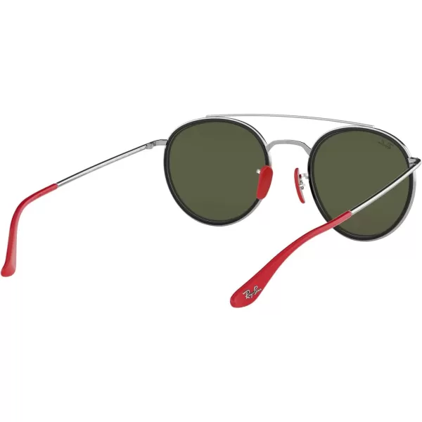 RayBan Rb3647m Scuderia Ferrari Collection Round SunglassesSilverLight Green Mirrored Silver