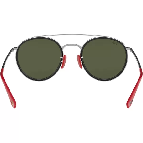 RayBan Rb3647m Scuderia Ferrari Collection Round SunglassesSilverLight Green Mirrored Silver