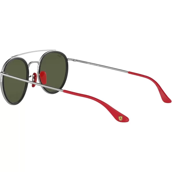 RayBan Rb3647m Scuderia Ferrari Collection Round SunglassesSilverLight Green Mirrored Silver