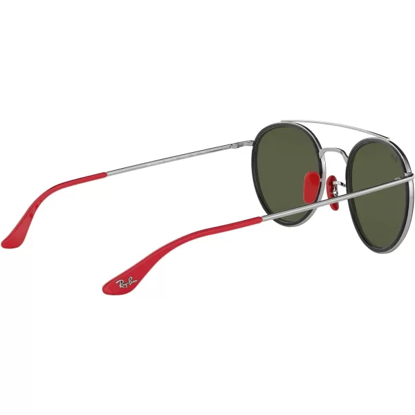 RayBan Rb3647m Scuderia Ferrari Collection Round SunglassesSilverLight Green Mirrored Silver