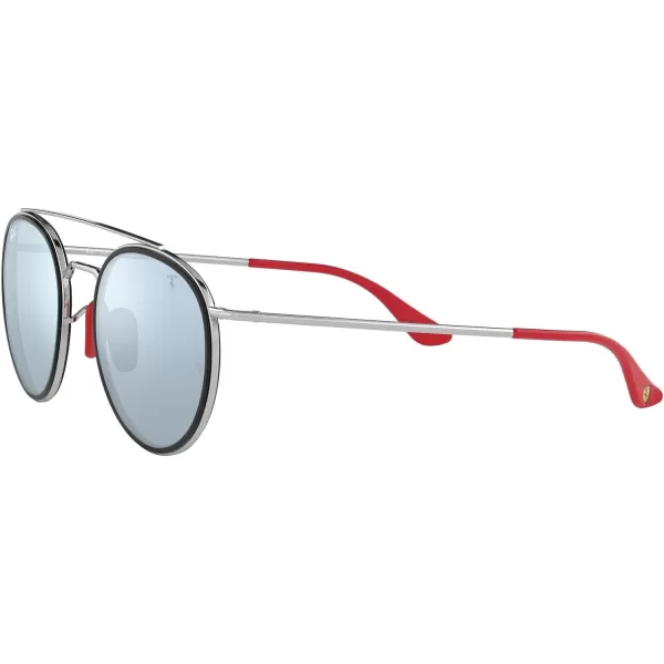 RayBan Rb3647m Scuderia Ferrari Collection Round SunglassesSilverLight Green Mirrored Silver