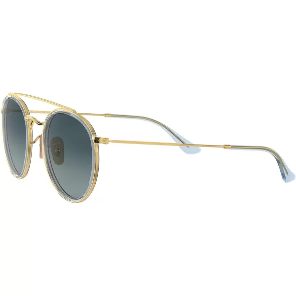 RayBan Rb3647n Double Bridge Round SunglassesGoldBlue Gradient Grey