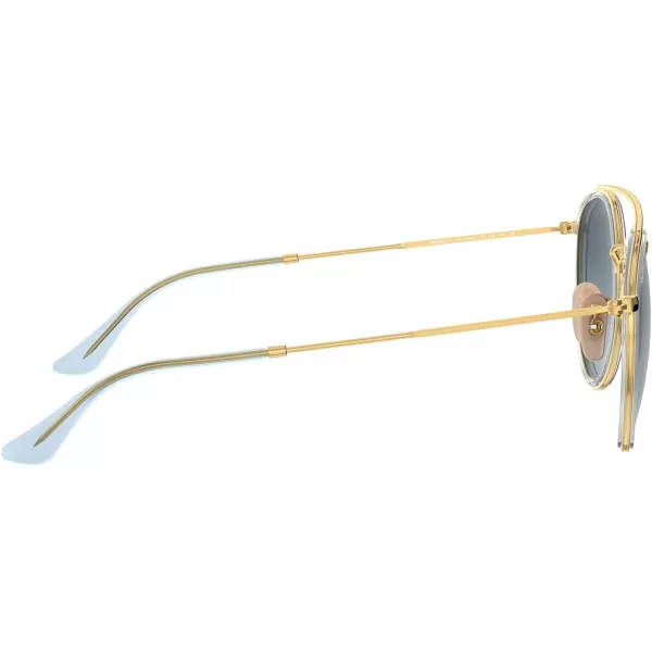 RayBan Rb3647n Double Bridge Round SunglassesGoldBlue Gradient Grey