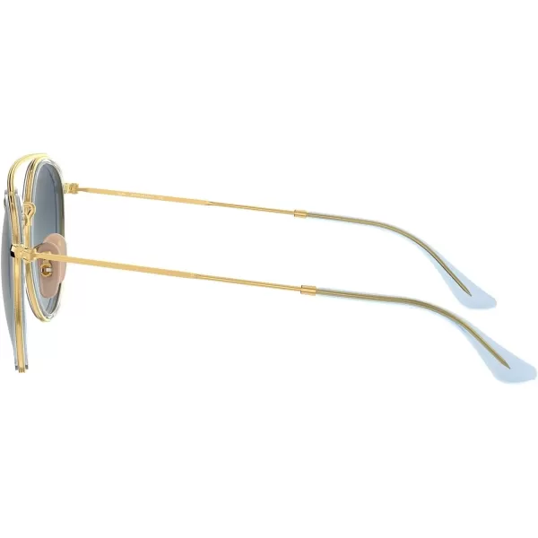 RayBan Rb3647n Double Bridge Round SunglassesGoldBlue Gradient Grey