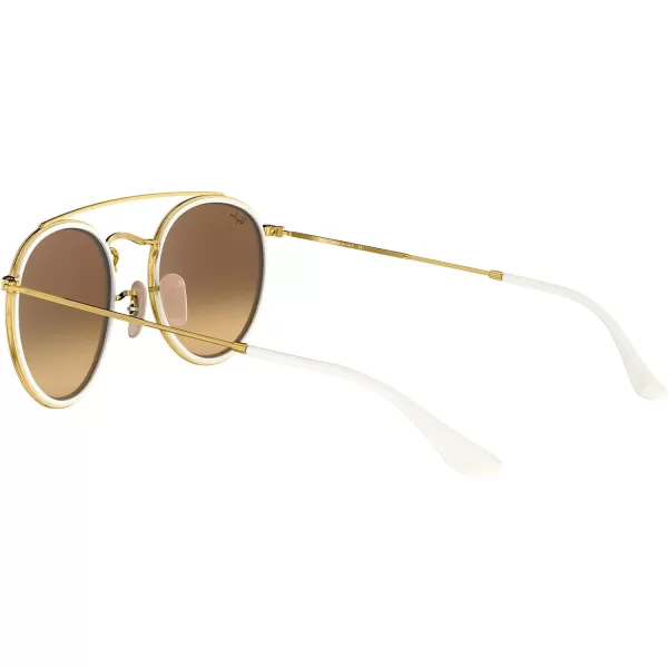 RayBan Rb3647n Double Bridge Round SunglassesGoldBrown Gradient Mirrored Blue