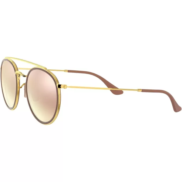 RayBan Rb3647n Double Bridge Round SunglassesGoldBrown Gradient Mirrored Pink