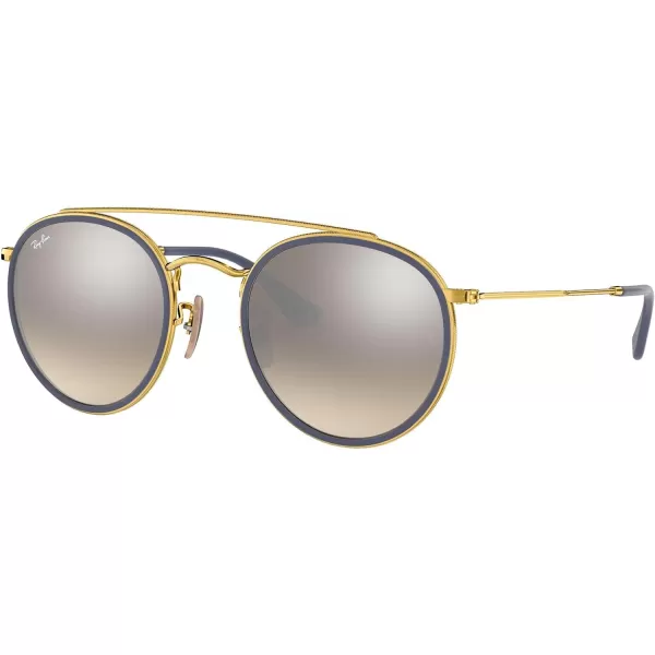 RayBan Rb3647n Double Bridge Round SunglassesGoldBrown Gradient Mirrored Silver