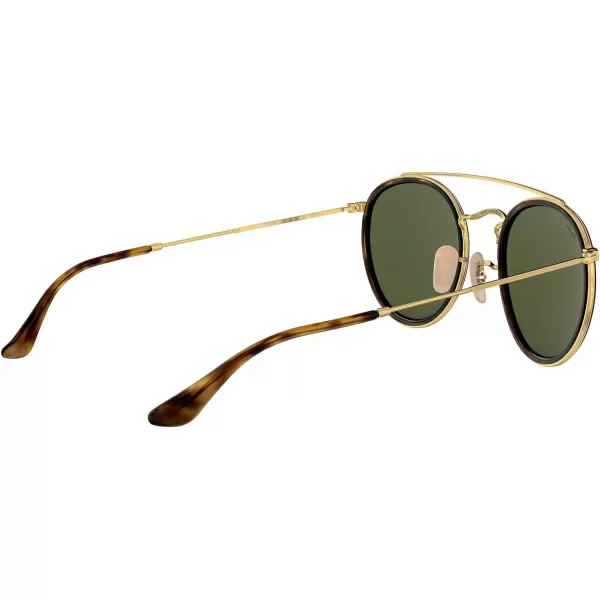 RayBan Rb3647n Double Bridge Round SunglassesGoldG15 Green