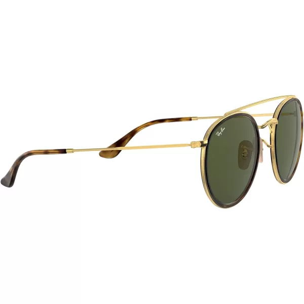 RayBan Rb3647n Double Bridge Round SunglassesGoldG15 Green