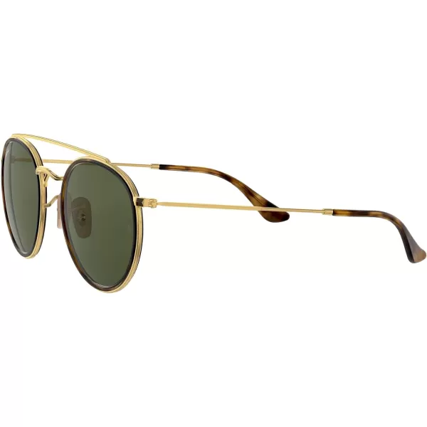 RayBan Rb3647n Double Bridge Round SunglassesGoldG15 Green