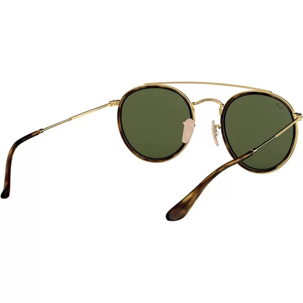 RayBan Rb3647n Double Bridge Round SunglassesGoldG15 Green