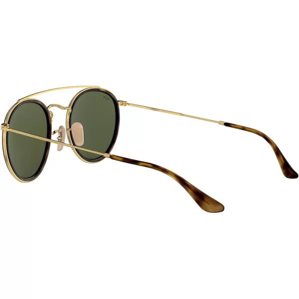 RayBan Rb3647n Double Bridge Round SunglassesGoldG15 Green