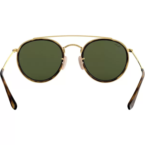 RayBan Rb3647n Double Bridge Round SunglassesGoldG15 Green