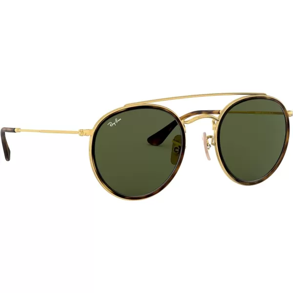 RayBan Rb3647n Double Bridge Round SunglassesGoldG15 Green