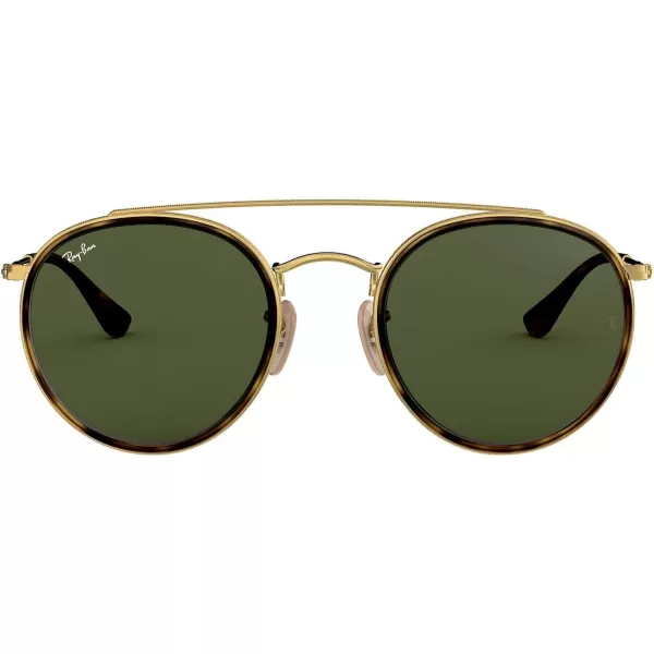 RayBan Rb3647n Double Bridge Round SunglassesGoldG15 Green