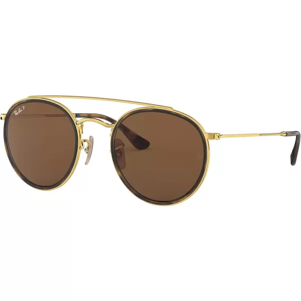 RayBan Rb3647n Double Bridge Round SunglassesGoldPolarized B15 Brown
