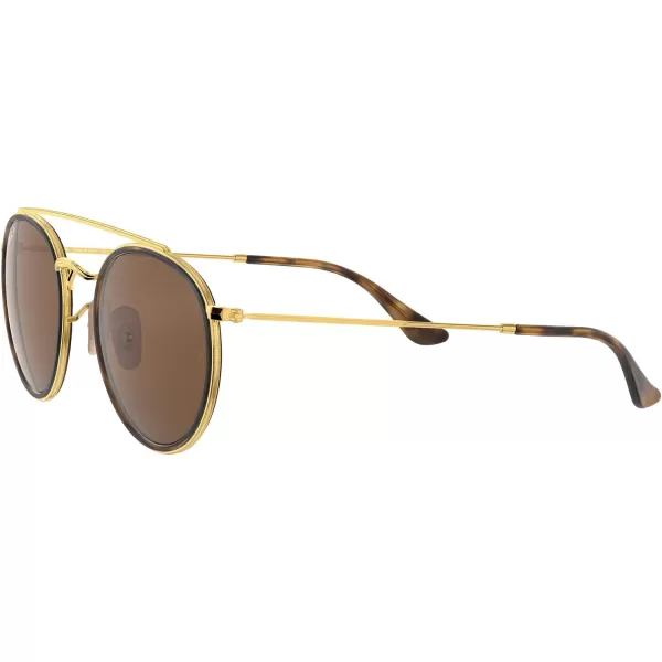 RayBan Rb3647n Double Bridge Round SunglassesGoldPolarized B15 Brown