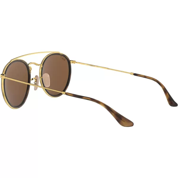 RayBan Rb3647n Double Bridge Round SunglassesGoldPolarized B15 Brown