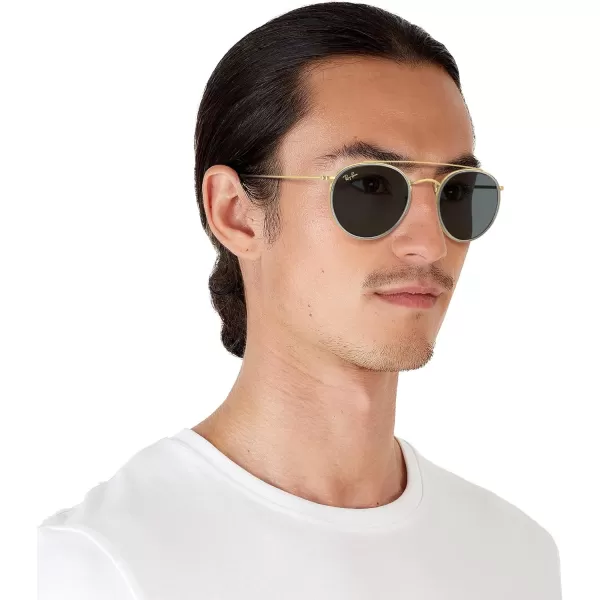 RayBan Rb3647n Double Bridge Round SunglassesLegend GoldBlue
