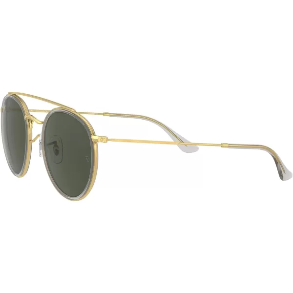 RayBan Rb3647n Double Bridge Round SunglassesLegend GoldG15 Green