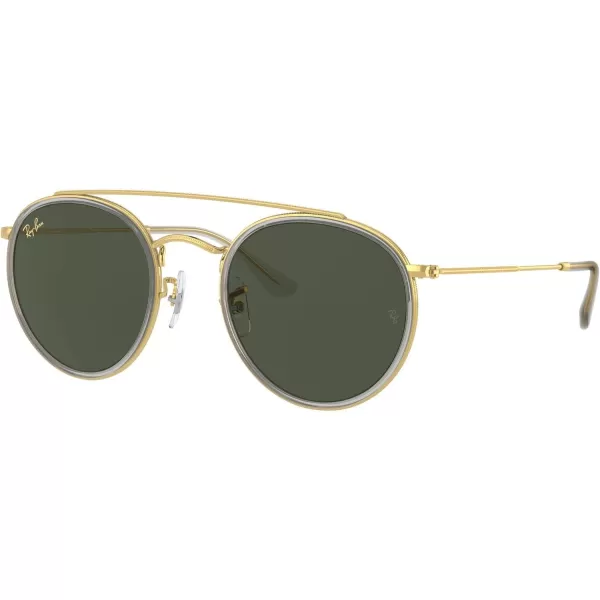 RayBan Rb3647n Double Bridge Round SunglassesLegend GoldG15 Green