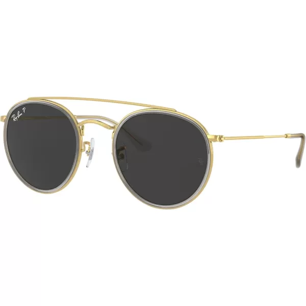 RayBan Rb3647n Double Bridge Round SunglassesLegend GoldPolarized Black