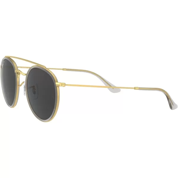 RayBan Rb3647n Double Bridge Round SunglassesLegend GoldPolarized Black