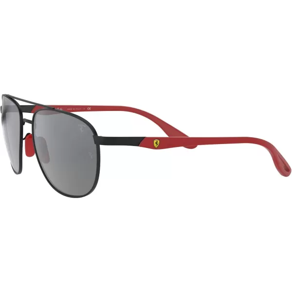 RayBan Rb3659m Scuderia Ferrari Collection Square SunglassesMatte BlackGrey Mirrored Silver