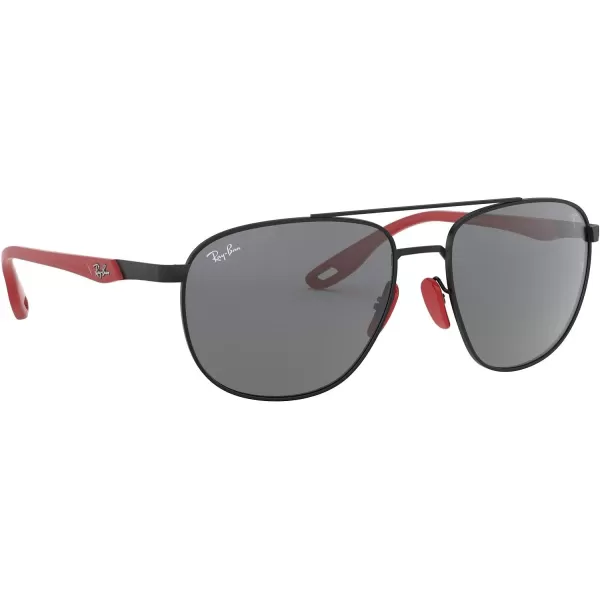 RayBan Rb3659m Scuderia Ferrari Collection Square SunglassesMatte BlackGrey Mirrored Silver