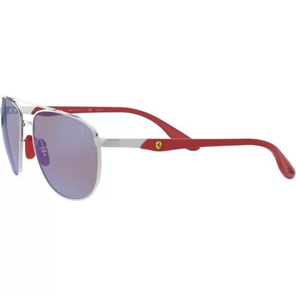 RayBan Rb3659m Scuderia Ferrari Collection Square SunglassesSilverChromance Polarized Grey Mirrored Blue