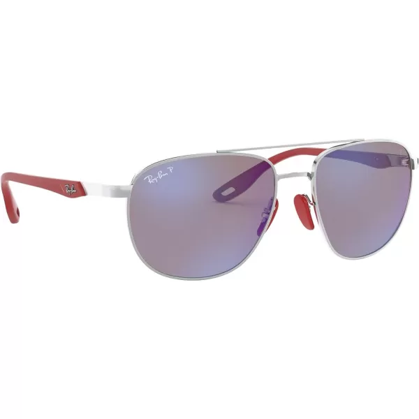 RayBan Rb3659m Scuderia Ferrari Collection Square SunglassesSilverChromance Polarized Grey Mirrored Blue