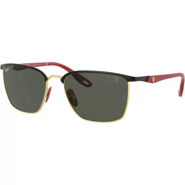 RayBan Rb3673m Scuderia Ferrari Collection Square SunglassesBlack on GoldDark Green