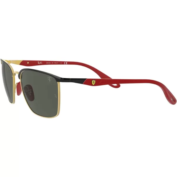 RayBan Rb3673m Scuderia Ferrari Collection Square SunglassesBlack on GoldDark Green