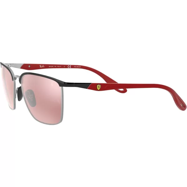 RayBan Rb3673m Scuderia Ferrari Collection Square SunglassesBlack on SilverChromance Purple Mirrored Silver Polarized