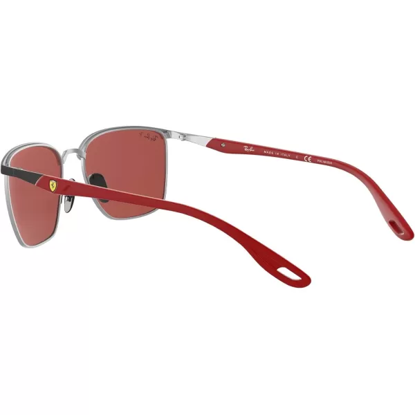 RayBan Rb3673m Scuderia Ferrari Collection Square SunglassesBlack on SilverChromance Purple Mirrored Silver Polarized