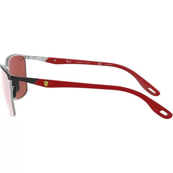 RayBan Rb3673m Scuderia Ferrari Collection Square SunglassesBlack on SilverChromance Purple Mirrored Silver Polarized