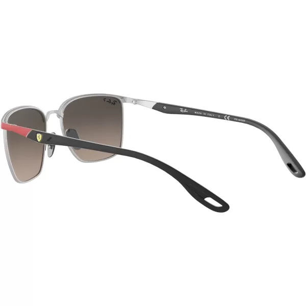 RayBan Rb3673m Scuderia Ferrari Collection Square SunglassesRed Ferrari on SilverChromance Grey Mirrored Grey Gradient Polarized