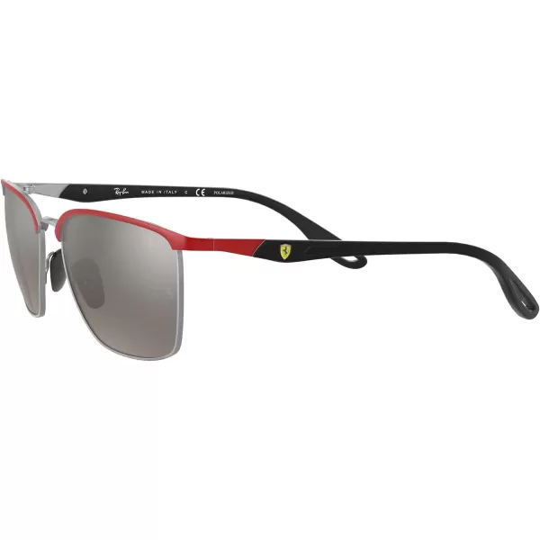 RayBan Rb3673m Scuderia Ferrari Collection Square SunglassesRed Ferrari on SilverChromance Grey Mirrored Grey Gradient Polarized