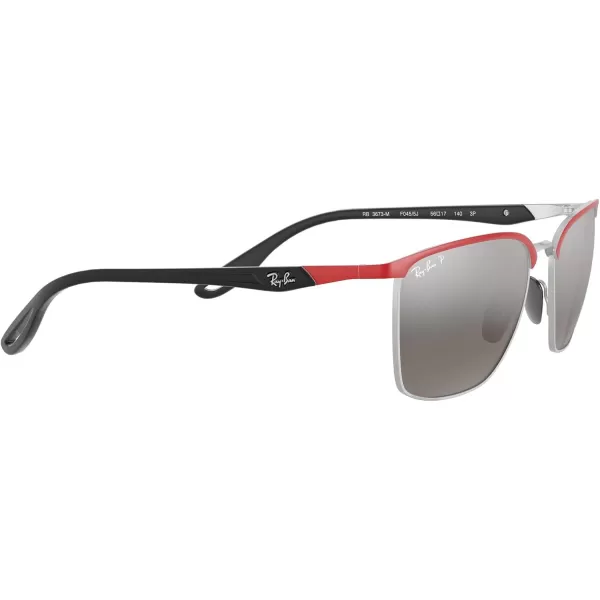 RayBan Rb3673m Scuderia Ferrari Collection Square SunglassesRed Ferrari on SilverChromance Grey Mirrored Grey Gradient Polarized