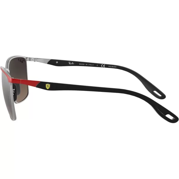 RayBan Rb3673m Scuderia Ferrari Collection Square SunglassesRed Ferrari on SilverChromance Grey Mirrored Grey Gradient Polarized