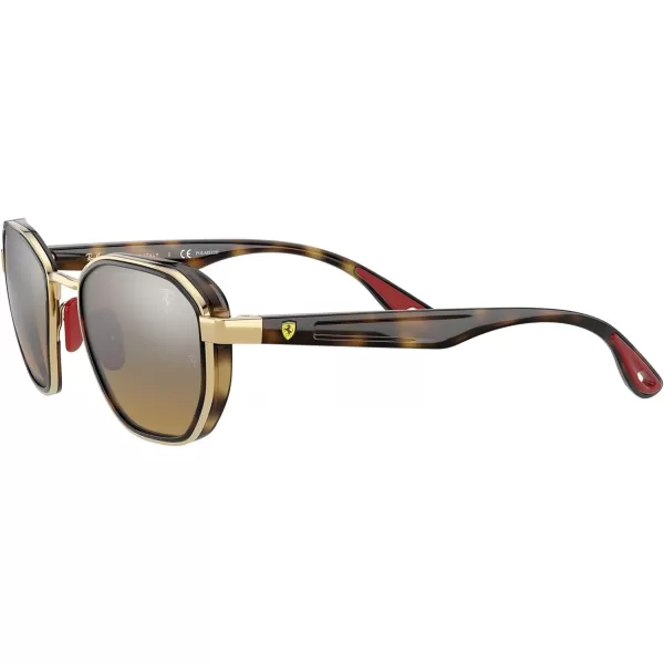 RayBan Rb3674m Scuderia Ferrari Collection Round SunglassesGoldChromance Brown Mirrored Grey Polarized