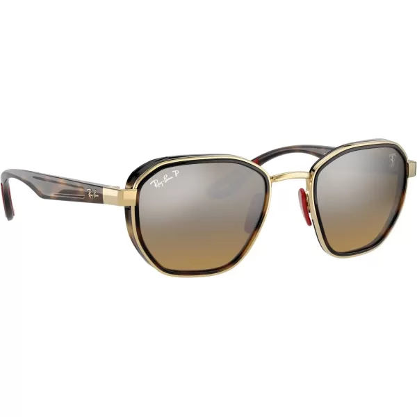 RayBan Rb3674m Scuderia Ferrari Collection Round SunglassesGoldChromance Brown Mirrored Grey Polarized